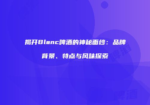 揭开Blanc啤酒的神秘面纱：品牌背景、特点与风味探索