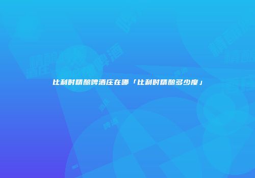 比利时精酿啤酒庄在哪「比利时精酿多少度」