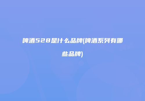 啤酒528是什么品牌(啤酒系列有哪些品牌)