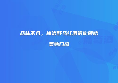品味不凡，梅洛野马红酒带你领略美妙口感
