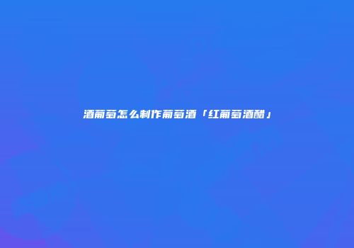 酒葡萄怎么制作葡萄酒「红葡萄酒醋」