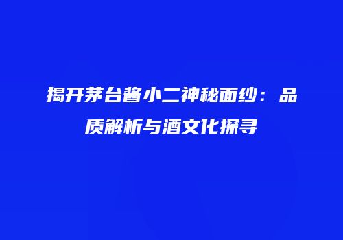 揭开茅台酱小二神秘面纱：品质解析与酒文化探寻