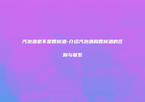 汽泡酒是不是香槟酒-介绍汽泡酒和香槟酒的区别与联系