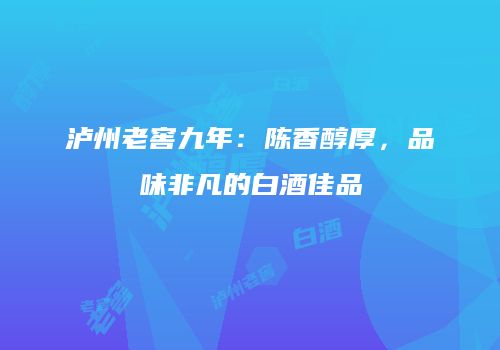 泸州老窖九年：陈香醇厚，品味非凡的白酒佳品