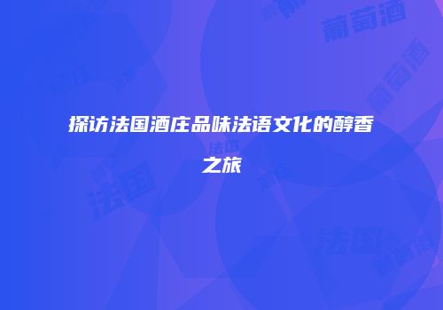 探访法国酒庄品味法语文化的醇香之旅
