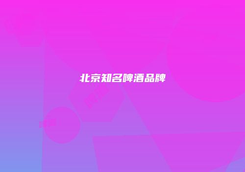 北京知名啤酒品牌