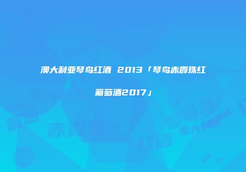 澳大利亚琴鸟红酒 2013「琴鸟赤霞珠红葡萄酒2017」