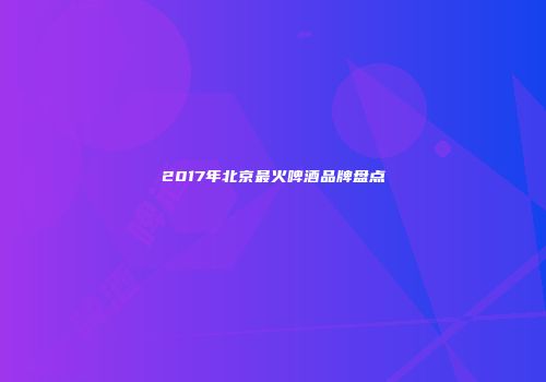 2017年北京最火啤酒品牌盘点