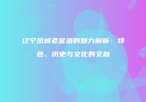 辽宁凤城老窖酒的魅力解析：特色、历史与文化的交融