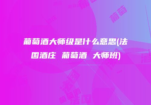 葡萄酒大师级是什么意思(法国酒庄 葡萄酒 大师班)