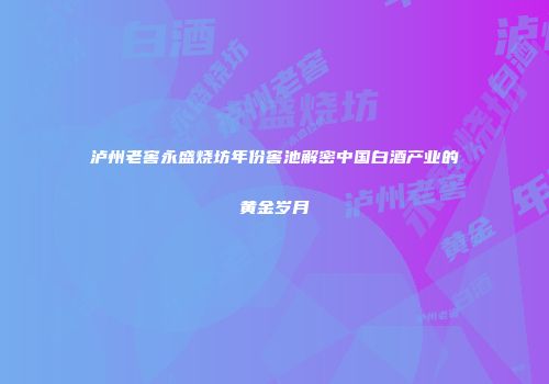 泸州老窖永盛烧坊年份窖池解密中国白酒产业的黄金岁月