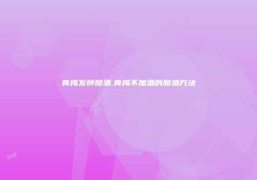 青梅发酵酿酒,青梅不加酒的酿酒方法