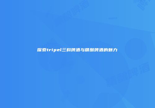 探索tripel三料啤酒与精酿啤酒的魅力