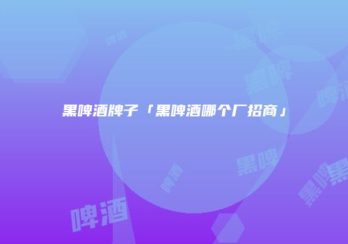 黑啤酒牌子「黑啤酒哪个厂招商」