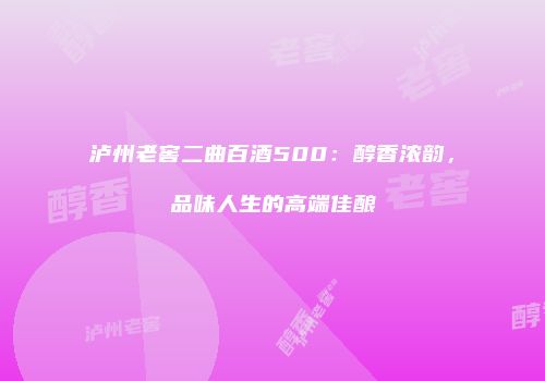 泸州老窖二曲百酒500：醇香浓韵，品味人生的高端佳酿