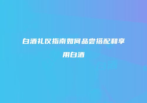 白酒礼仪指南如何品尝搭配和享用白酒