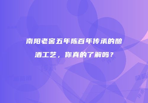 南阳老窖五年陈百年传承的酿酒工艺，你真的了解吗？