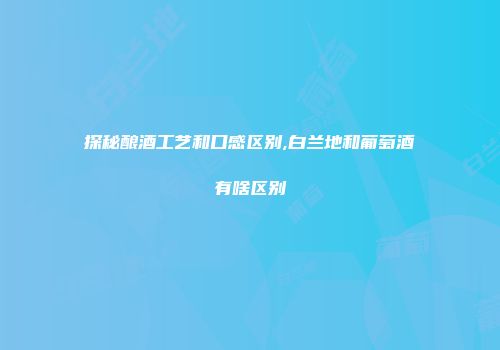 探秘酿酒工艺和口感区别,白兰地和葡萄酒有啥区别