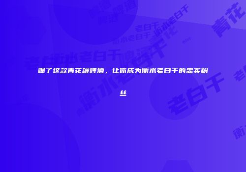 喝了这款青花罐啤酒，让你成为衡水老白干的忠实粉丝