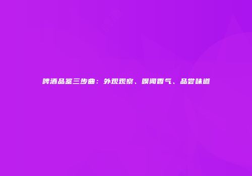 啤酒品鉴三步曲：外观观察、嗅闻香气、品尝味道