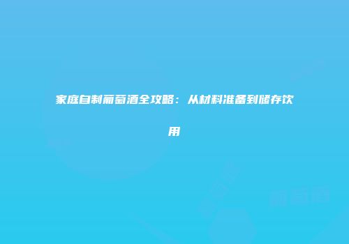家庭自制葡萄酒全攻略：从材料准备到储存饮用