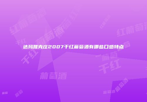 达玛雅克庄2007干红葡萄酒有哪些口感特点