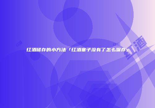 红酒储存的小方法「红酒塞子没有了怎么保存」