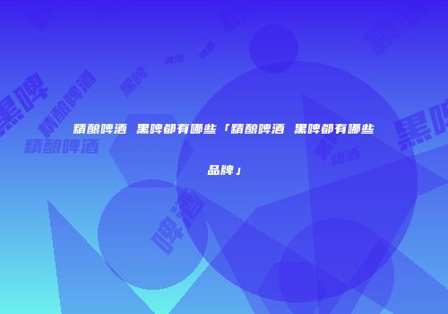 精酿啤酒 黑啤都有哪些「精酿啤酒 黑啤都有哪些品牌」