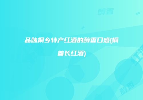 品味桐乡特产红酒的醇香口感(桐酋长红酒)