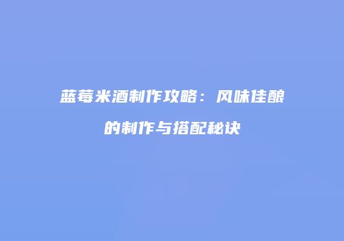 蓝莓米酒制作攻略：风味佳酿的制作与搭配秘诀