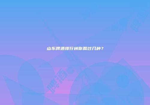 山东啤酒排行榜你喝过几种？