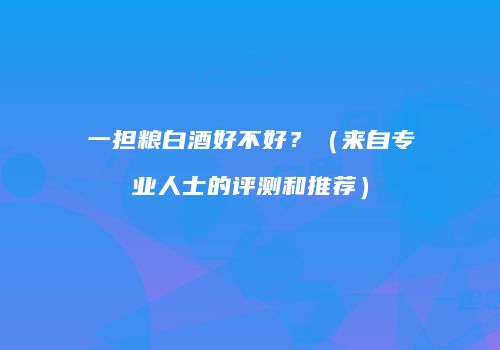 一担粮白酒好不好？（来自专业人士的评测和推荐）