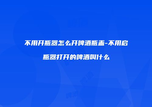 不用开瓶器怎么开啤酒瓶盖-不用启瓶器打开的啤酒叫什么
