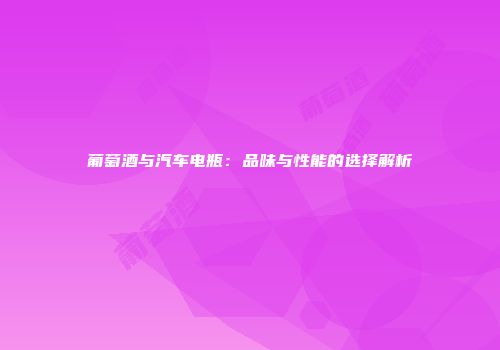 葡萄酒与汽车电瓶：品味与性能的选择解析