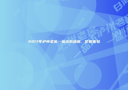 2017年泸州老窖一品坊紫色瓶，尝鲜体验