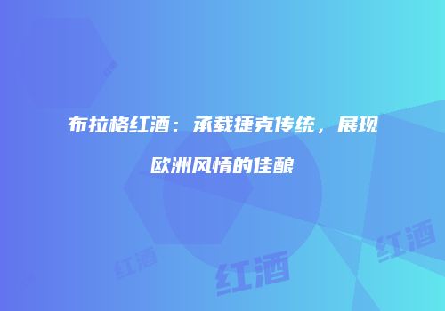 布拉格红酒：承载捷克传统，展现欧洲风情的佳酿