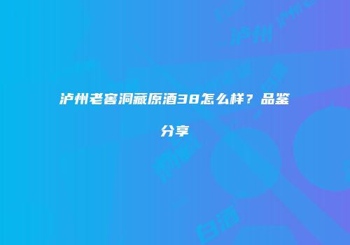 泸州老窖洞藏原酒38怎么样？品鉴分享