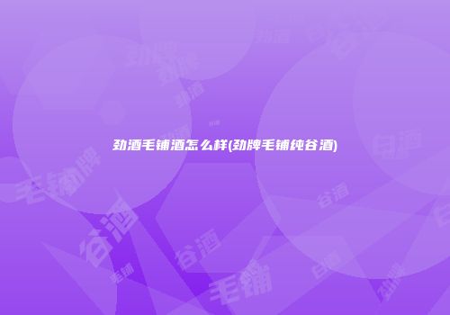 劲酒毛铺酒怎么样(劲牌毛铺纯谷酒)