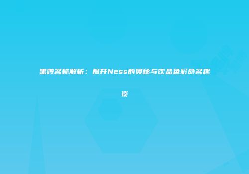 黑啤名称解析：揭开Ness的奥秘与饮品色彩命名趣谈