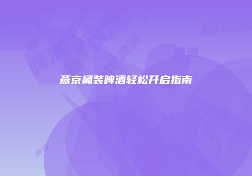 燕京桶装啤酒轻松开启指南