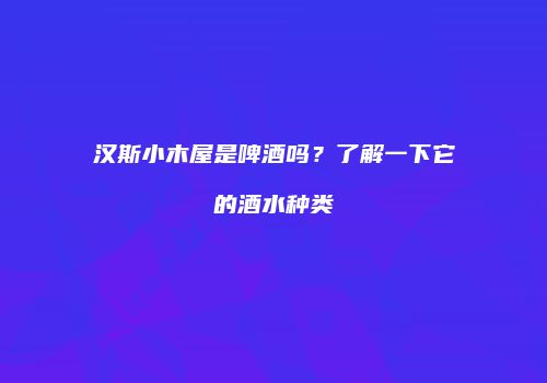 汉斯小木屋是啤酒吗？了解一下它的酒水种类