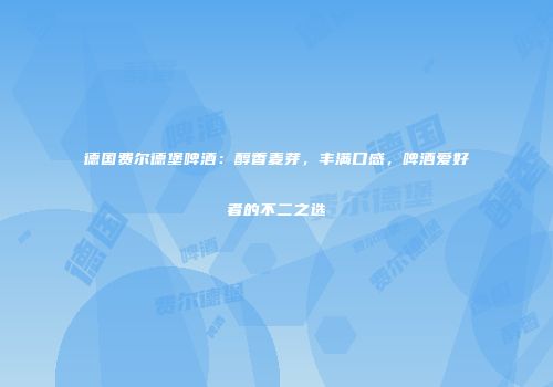 德国费尔德堡啤酒：醇香麦芽，丰满口感，啤酒爱好者的不二之选