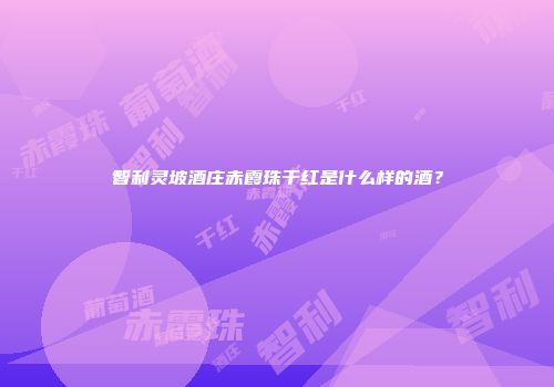 智利灵坡酒庄赤霞珠干红是什么样的酒？