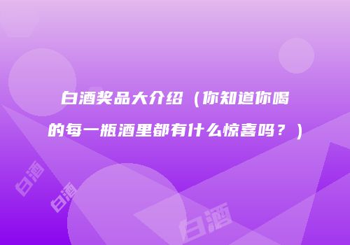 白酒奖品大介绍（你知道你喝的每一瓶酒里都有什么惊喜吗？）