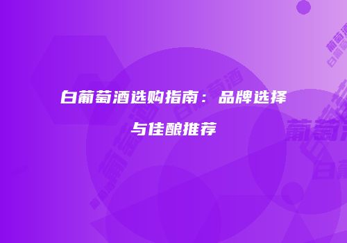 白葡萄酒选购指南：品牌选择与佳酿推荐