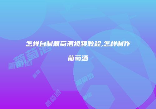 怎样自制葡萄酒视频教程,怎样制作葡萄酒