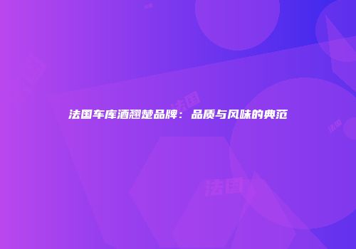 法国车库酒翘楚品牌：品质与风味的典范