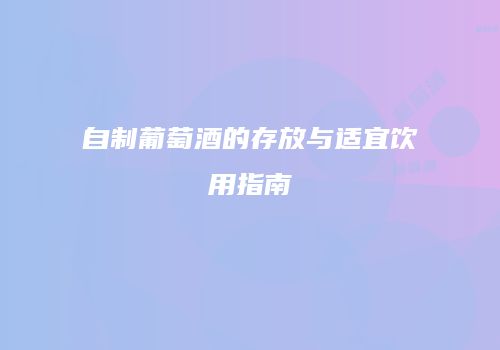 自制葡萄酒的存放与适宜饮用指南