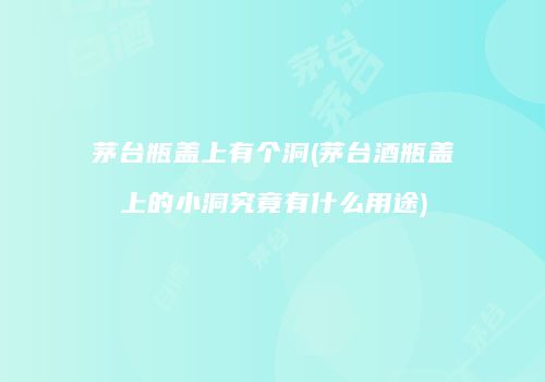 茅台瓶盖上有个洞(茅台酒瓶盖上的小洞究竟有什么用途)