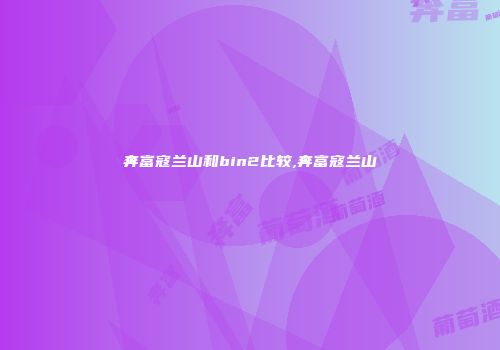奔富寇兰山和bin2比较,奔富寇兰山